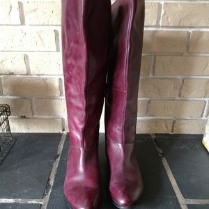 Womens Aldo leather boots, wine color, size 10m